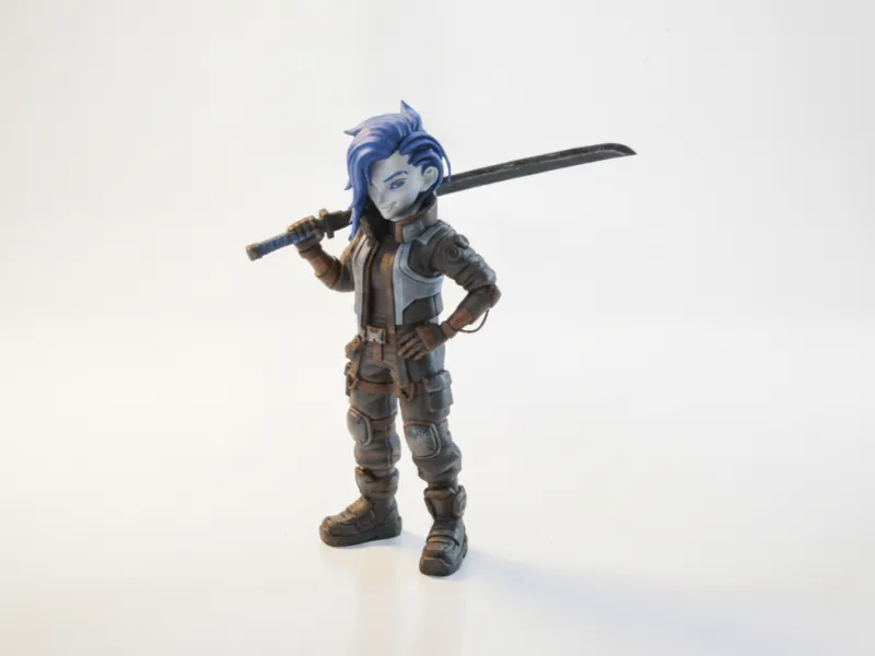 Figurine de Guerrière Bionique Femme Sci-Fi Imprimable en 3D