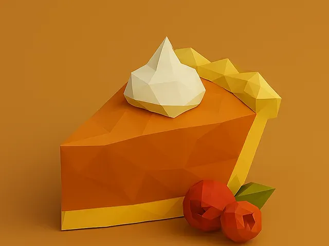 Low Poly Thanksgiving Pie Slice 3D Model