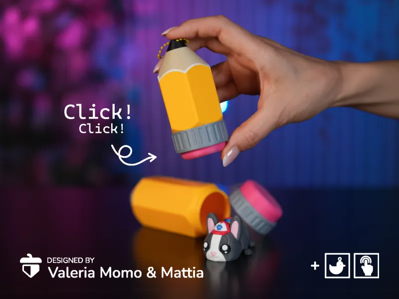 Pencil Container Clicker / Keychain for Back To School
