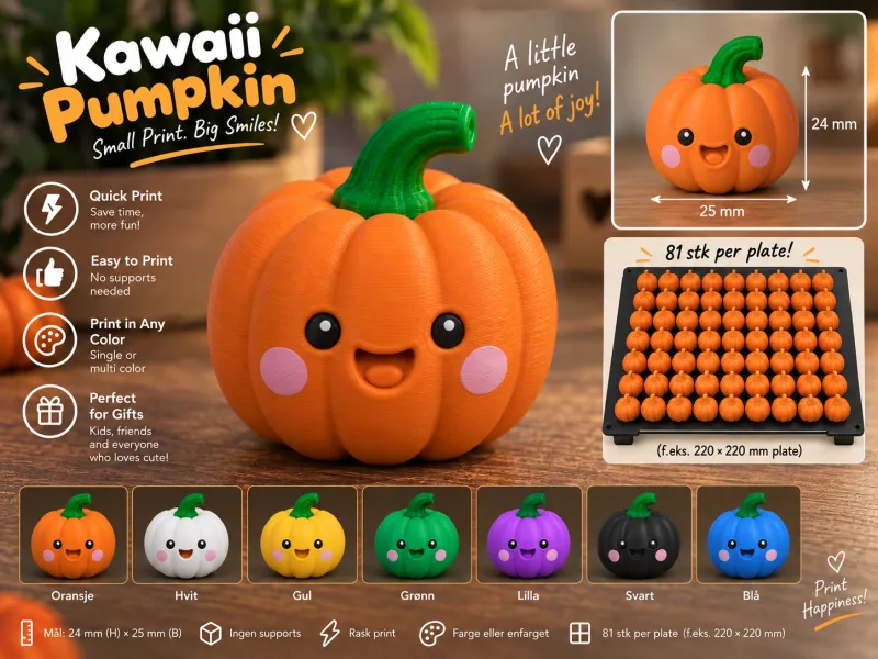 Cute Mini Pumpkin - Halloween - no supports
