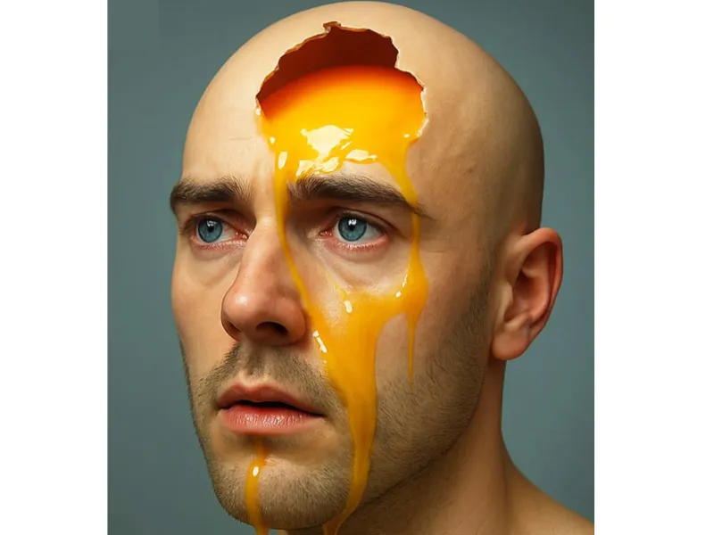 Surreal Hyperrealistic Bald Male Head