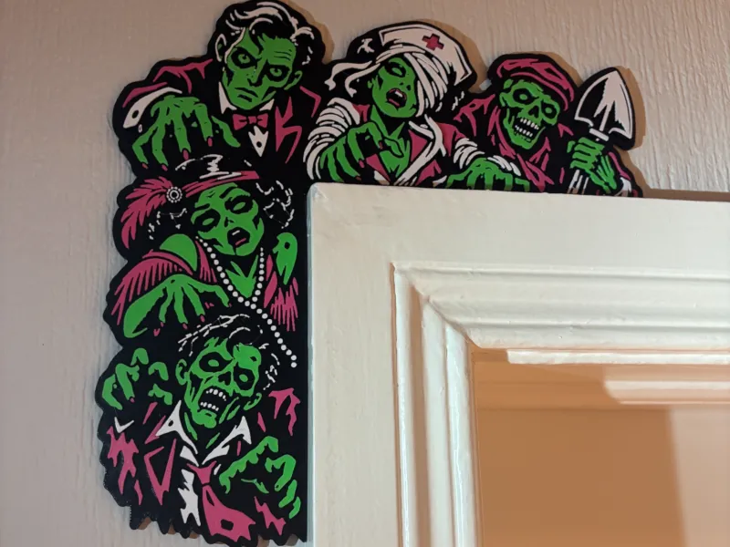 Accroche-porte rétro zombie pour Halloween