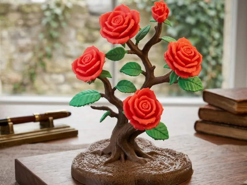 Statuetta dell'Albero di Rose - Statua Decorativa Floreale