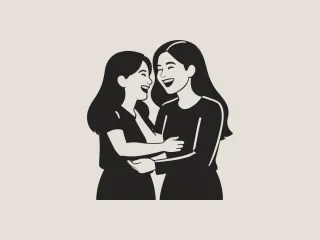 Mother & Child Laughter - 3D Print Wall Art