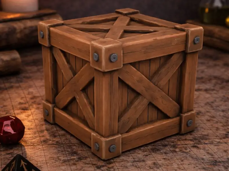 Wooden Crate D&D tabletop miniature