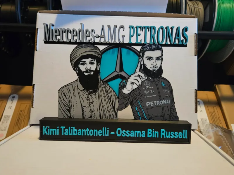 Mercedes AMG kimi Talibantoneli and Osama Bin Russell frame