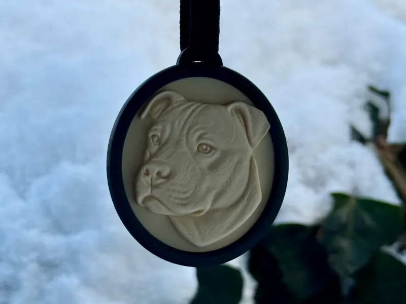 Pingente de Medalhão com Relevo de Cão de Stafford