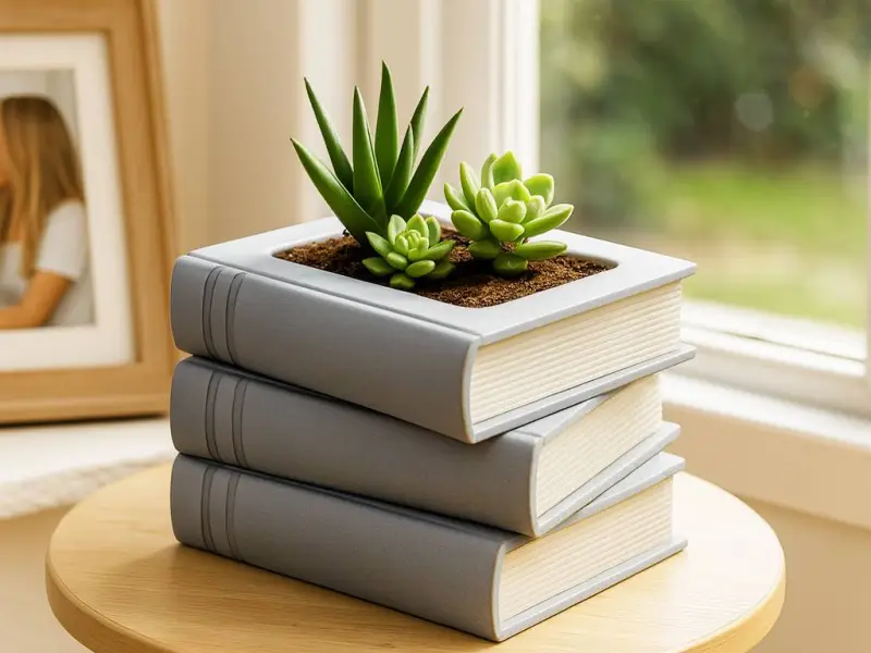 Book Planter, Succulent & Cactus Pot, Book Plant Shelf