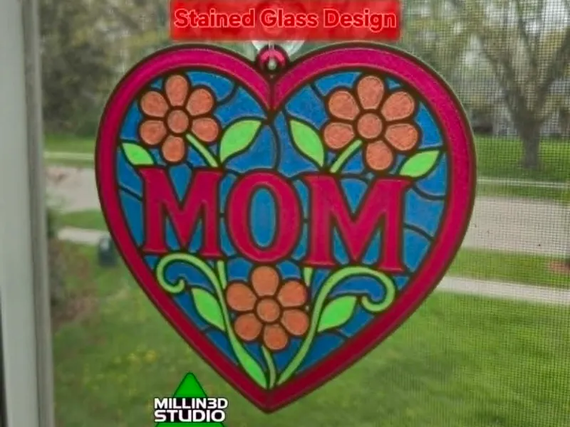 Mom Stained Glass Design Window Decor