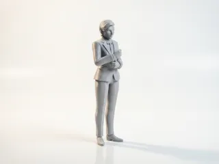 Short Hair Lady Business Suit Figurine 3D Printable