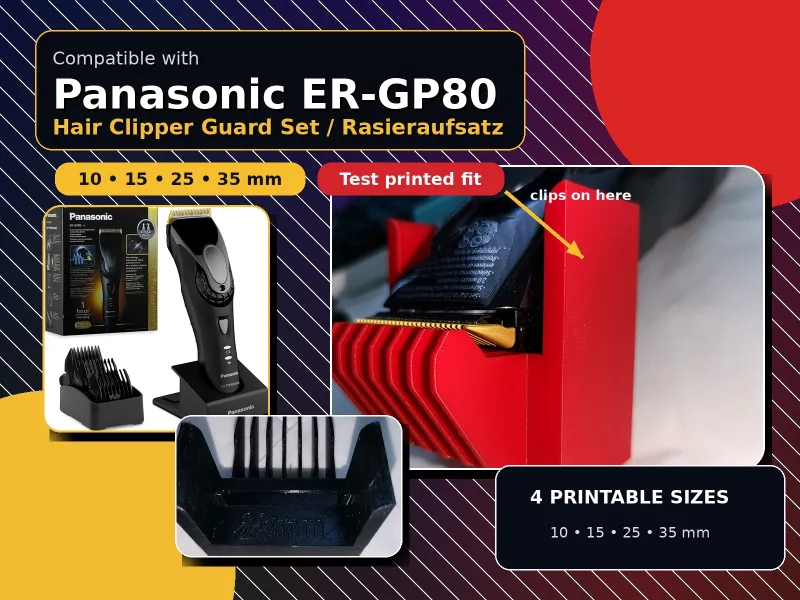 مجموعة أمشاط واقية لماكينة قص الشعر Panasonic ER-GP80 – 10/15/25/35 مم