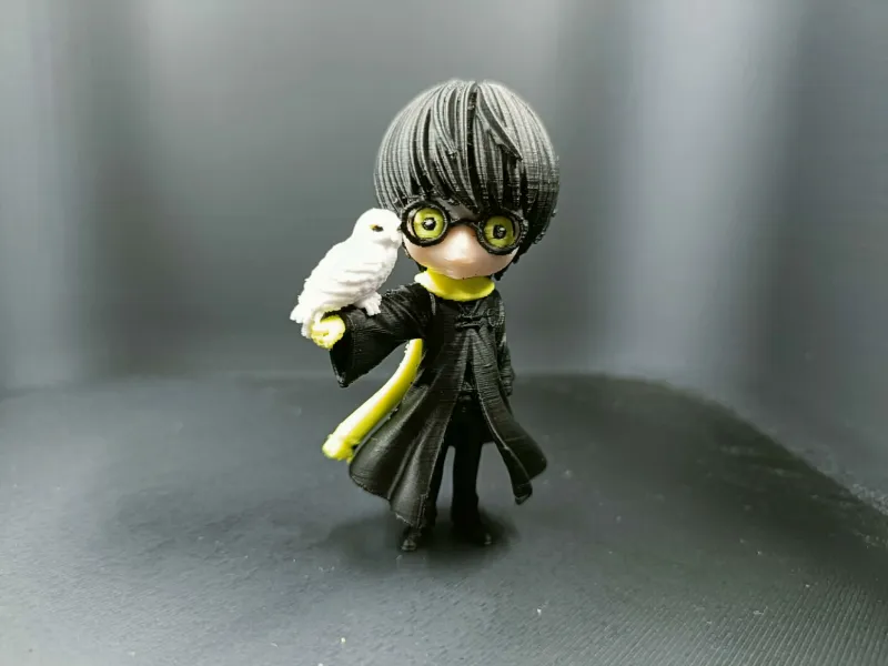 Multicolor Chibi Harry Potter & Hedwig Fan Art Figurine