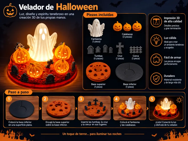 Velador luz de noche adorno de Halloween