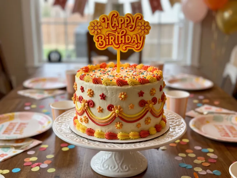 Retro Happy Birthday Cake Topper