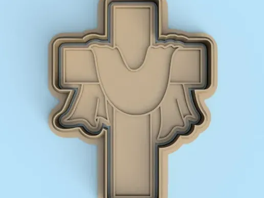 Cross with shroud cookie cutter