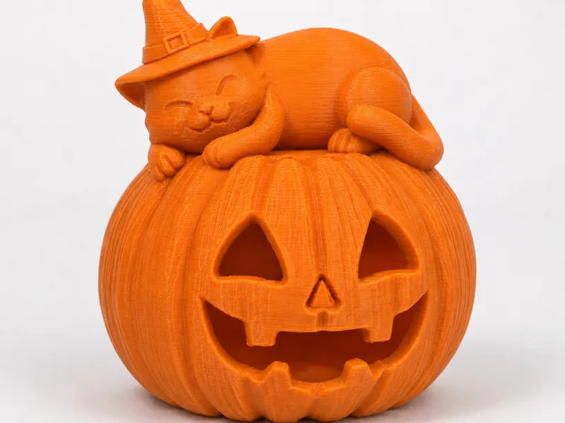 Cat on Pumpkin - Halloween Decor