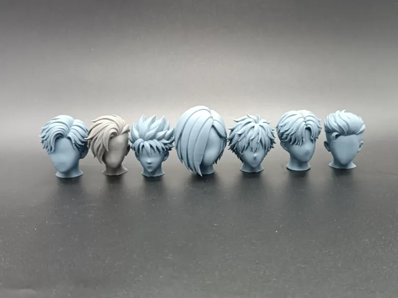 Pack de Cheveux Anime Masculin Personnalisé pour Kitbash - 6 Coiffures Modulaires