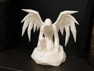 Dark Angel Guardian – Low Poly Fantasy Statue 3D