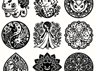 Cute Fantasy Creatures Pack – Kawaii Animal Mandala Designs