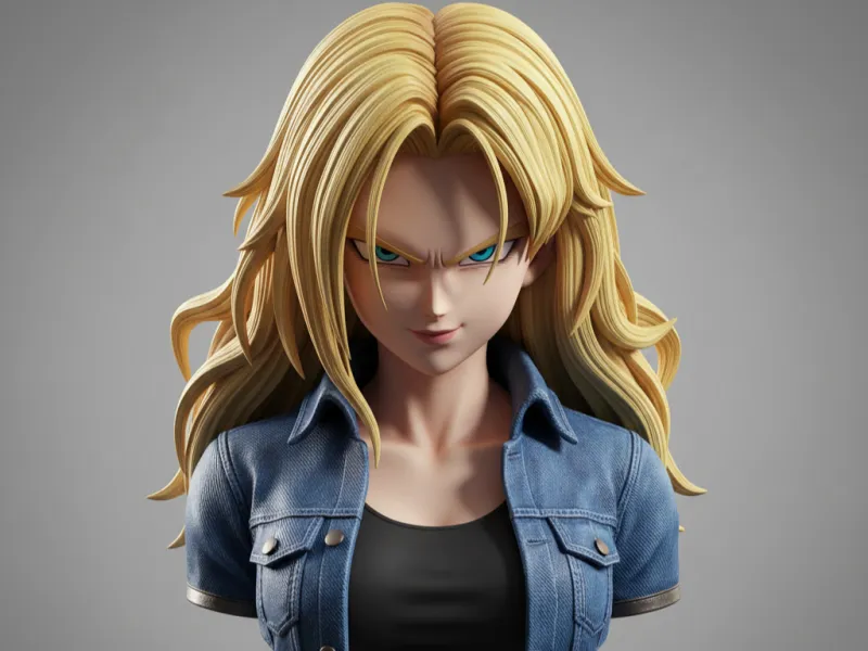 Android 18 Long Hair Bust - Dragon Ball Custom Fan Art