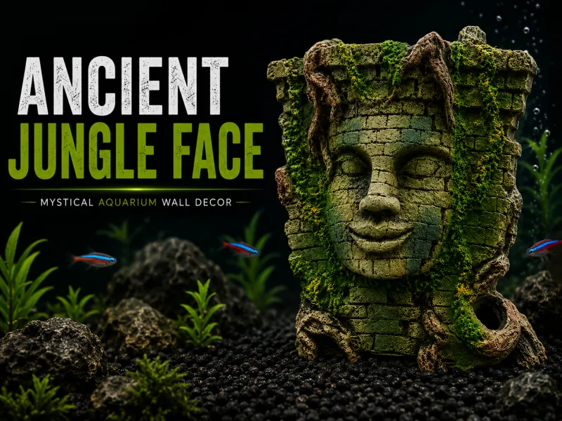 ANCIENT JUNGLE FACE Mystical Aquarium Wall Decor