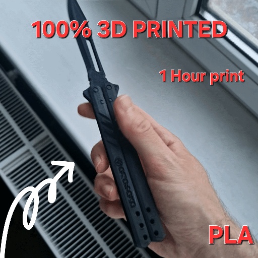 100% 3D printer Butterfly knife Fidget toy-0