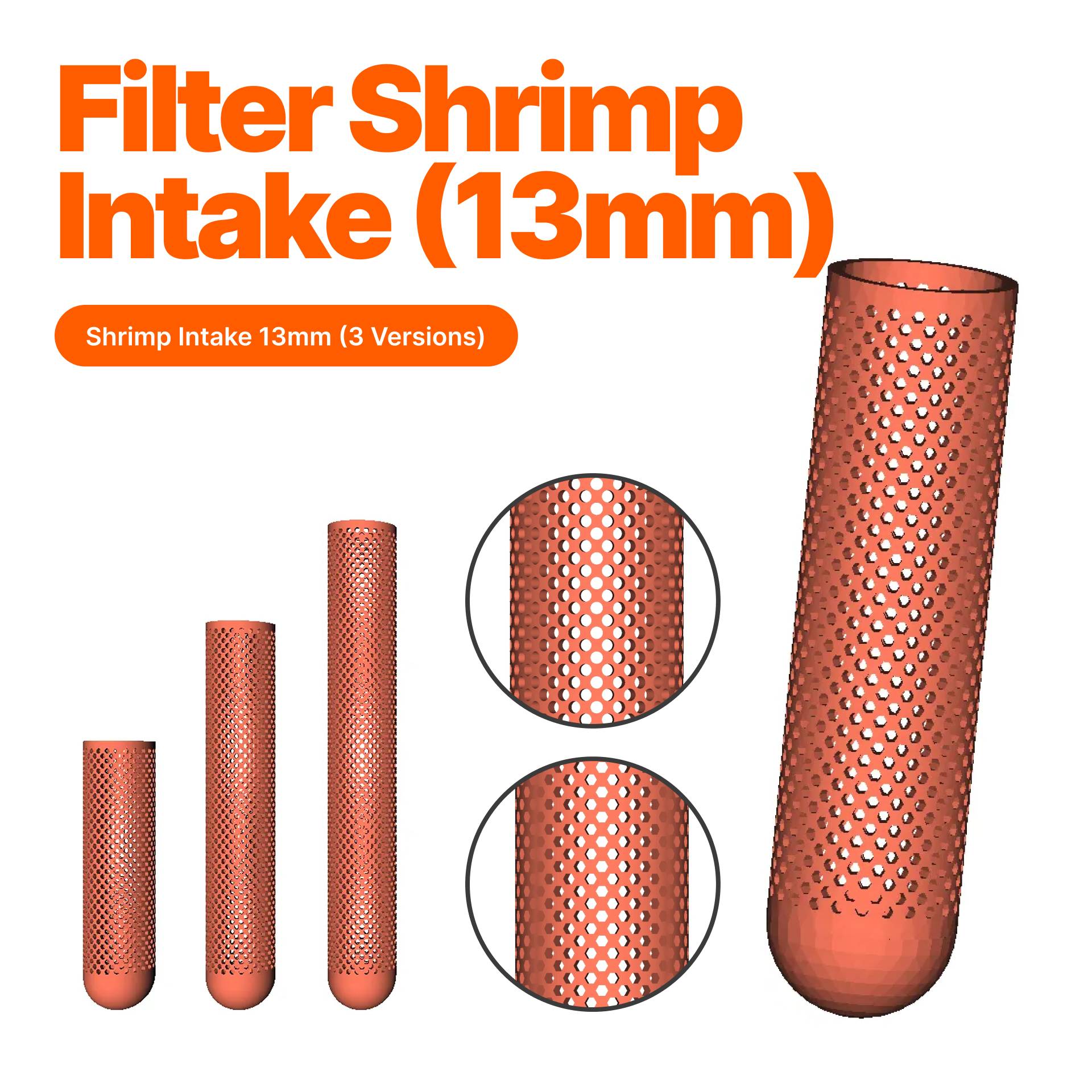 Filtre aquarium entrée crevettes 12mm (rond et hexagonal)