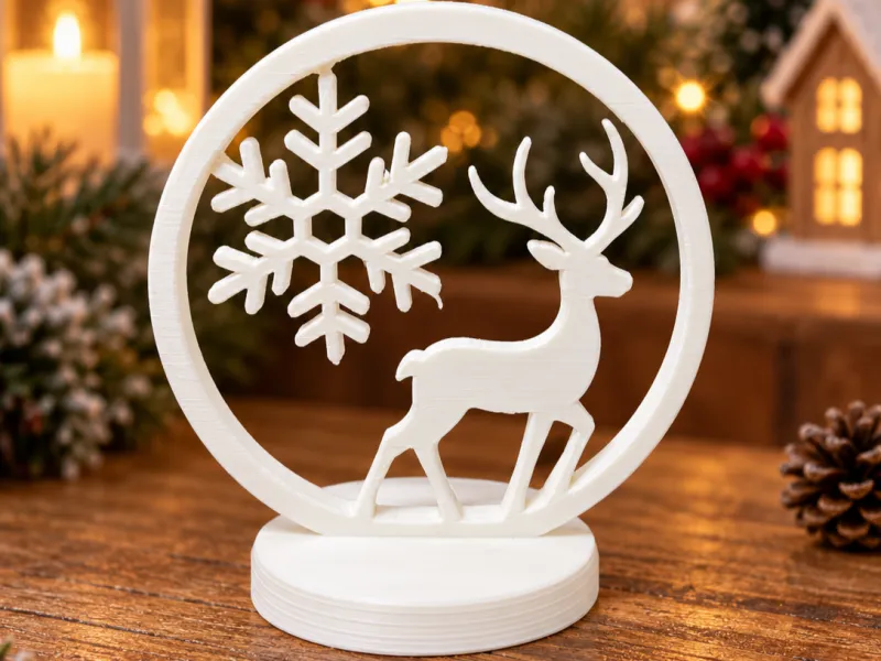 冬のトナカイと雪の結晶 – クリスマステーブルデコレーション