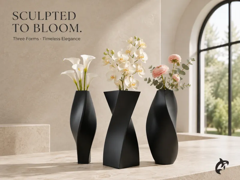 Sculptural Vase Trio | Modern Geometric Collection