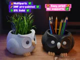 owl flower pot, organizer, pencil holder - 3MF Multiparts-0