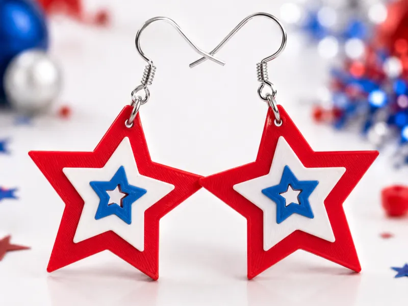 Orecchini a stella del 4 luglio - Collezione multicolore