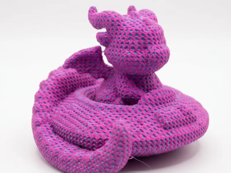 Knitted Cute Alien Dragon with its tiny ufo