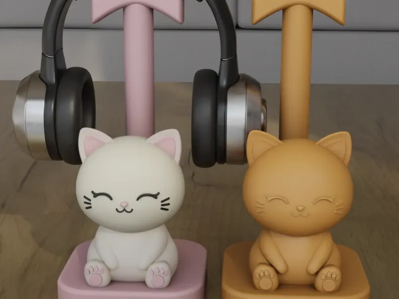 Cute Cat Headphone Stand 3D Model STL File