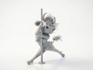 Dancing Cow Figurine Female Character 3D Printable