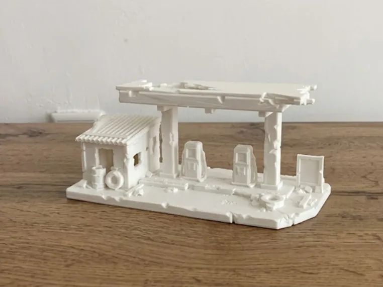 Ruined Gas Station - Post-Apocalyptic Model