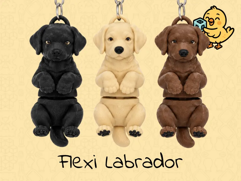 Cute Labrador Retriever Keychain – Articulated Flexi Toy Dog