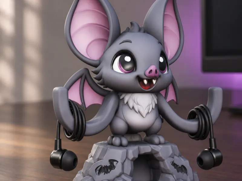 Chibi Bat Cable Hanger STL, Porte-Écouteurs d'Halloween