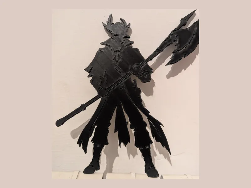 BloodBorne Cazador con hacha - silueta en relieve para pared
