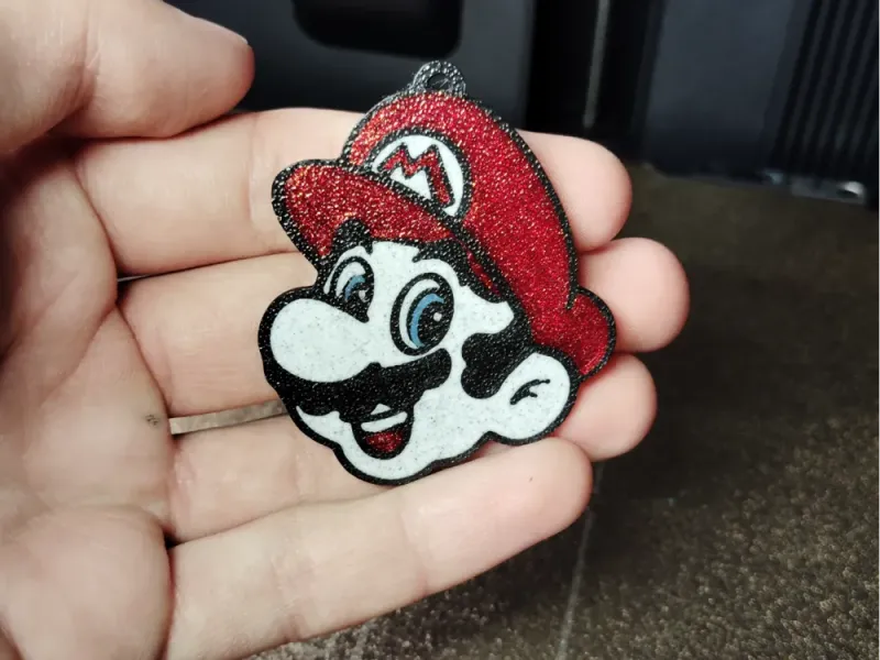Llavero de Cabeza de Mario | Colgante Imprimible Multicolor