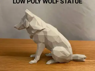 Low Poly Wolf Statue