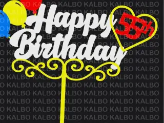 Happy 55th Birthday Cake Topper