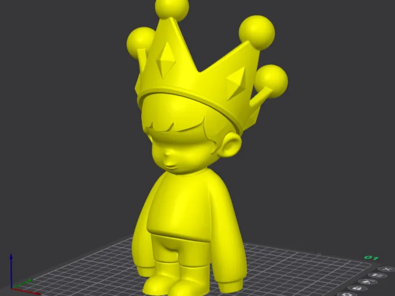 Cute Chibi Prince with Crown Figurine for 3D Printing