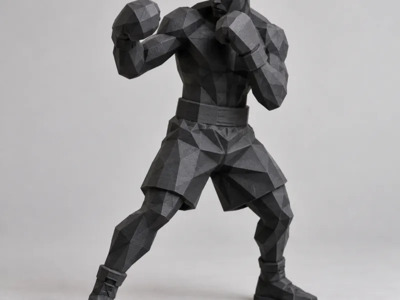 Low Poly Boxer Figurine - Faceted Fighter Statue