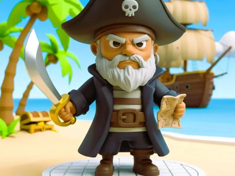 Figurita Chibi de Pirata con Mapa del Tesoro