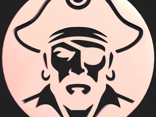 Pirate Coin Pendant | Skull Captain Medallion STL