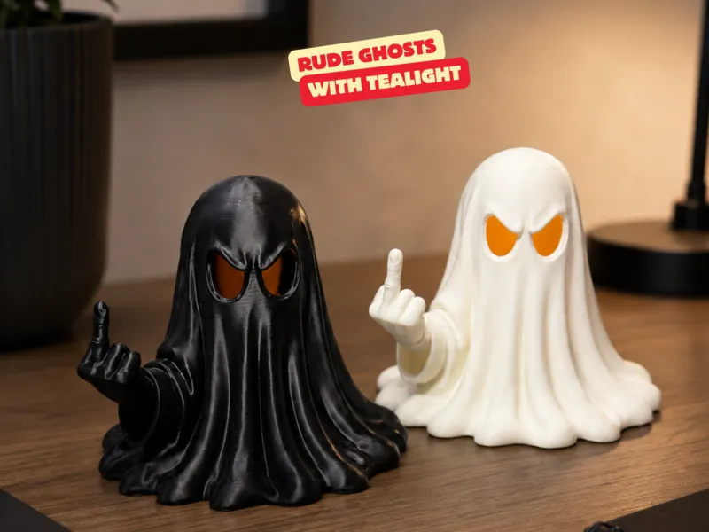 ティーライト付き失礼なゴースト（中指を立てたゴースト） 👻🖕