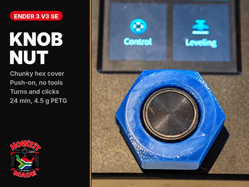 Porca de Botão do Ender 3 V3 SE | Capa Hexagonal Robusta, Encaixe por Pressão, Sem Ferramentas