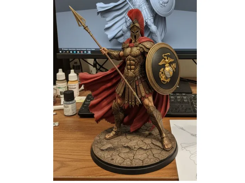 Golden Hoplite with Shield and Spear