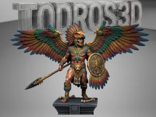 Guerrero Águila Azteca Alado Estatua de Fantasía
