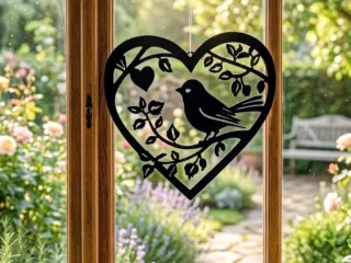 Herz-Vogel Wand- & Fensterdekoration